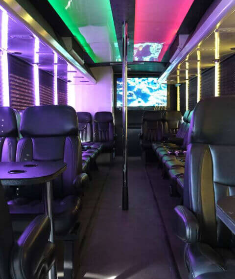 front-facing seats on party shuttle bus