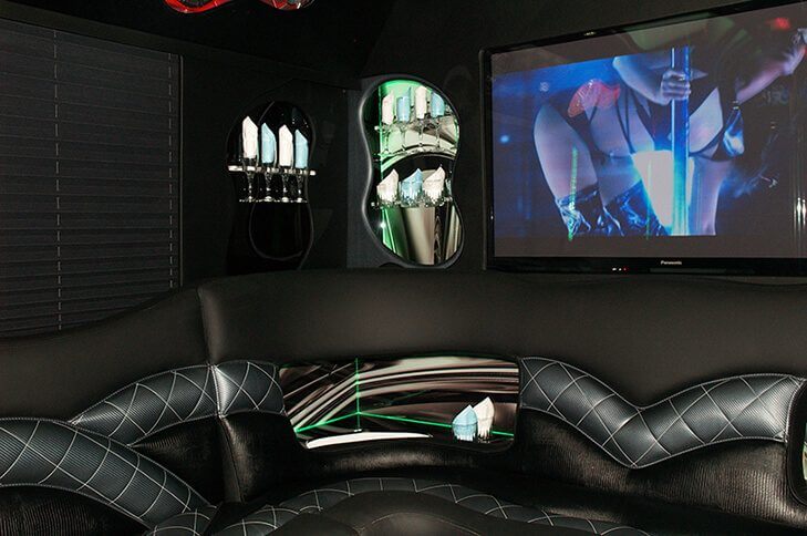 leather seats and big tv