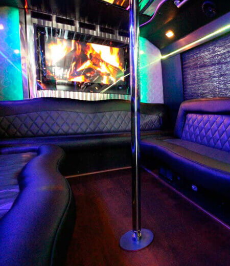 limo-style party bus interior